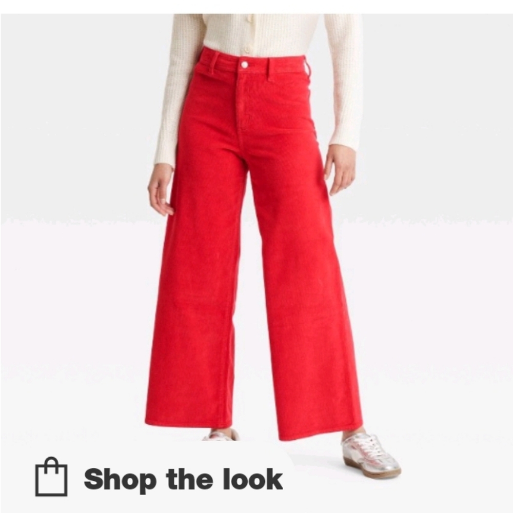 Women's high rise corduroy sailor wide leg ankle jeans size 10